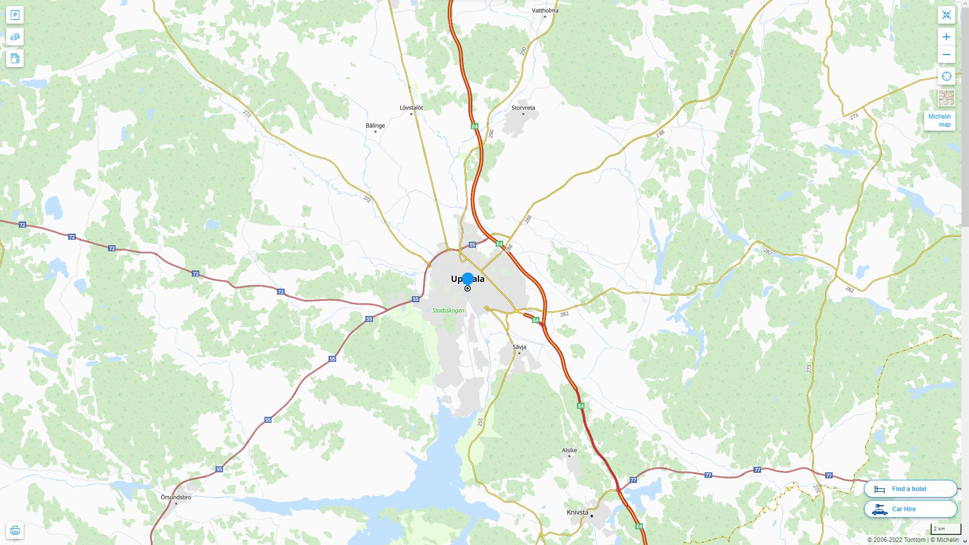 Uppsala Suede Autoroute et carte routiere